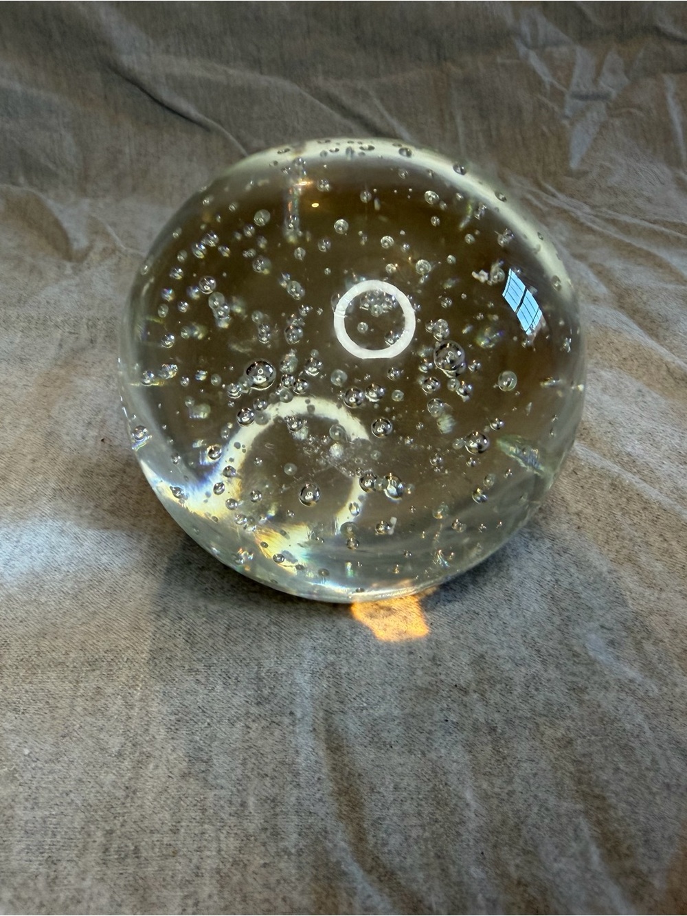Clear Glass Bubble Paperweight - Decorative Home Art